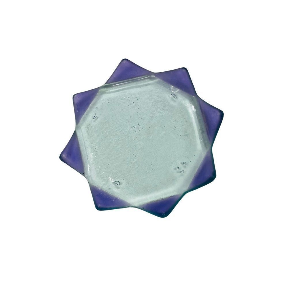 10/$25🦋 Set of 3 Stackable Purple & Blue Lotus Glass Trinket Trays - Picture 13 of 15